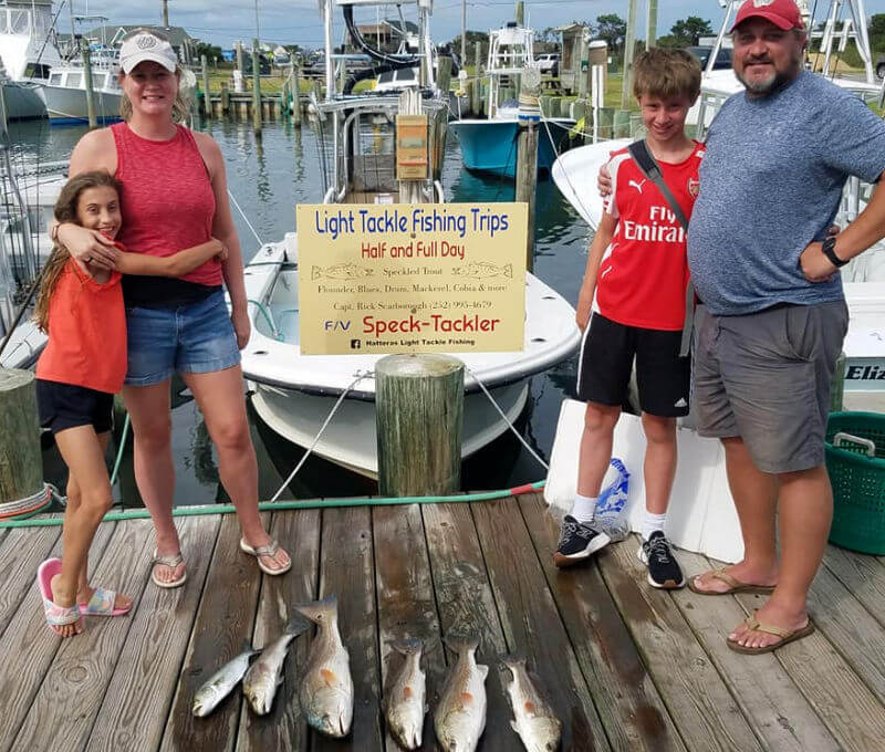 Charter group shows off their nice catch from their Pamlico Sound charter trip.