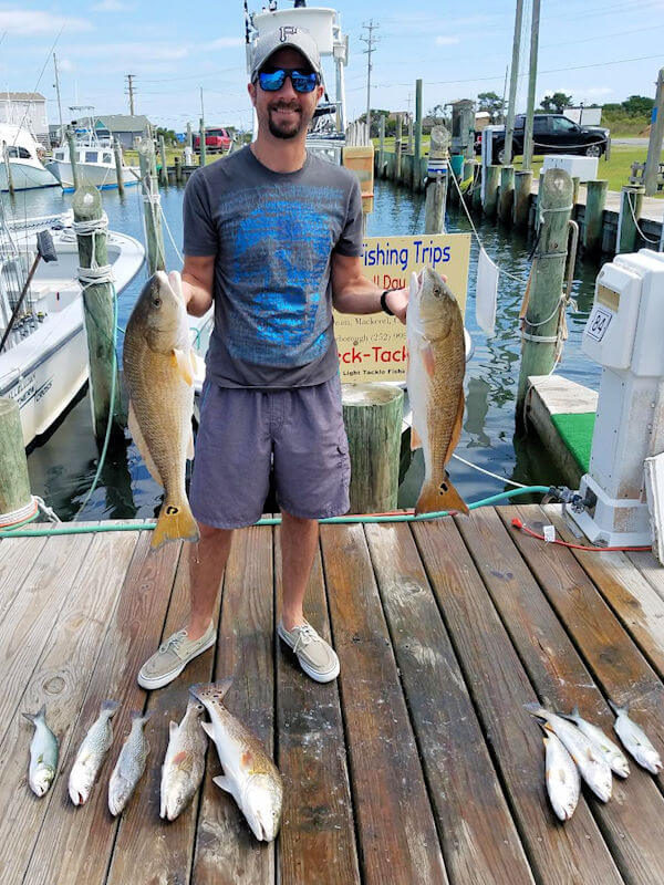Charter group shows off their nice catch from their Pamlico Sound charter trip.